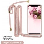 Wholesale Crossbody Lanyard Neck Strap Adjustable Necklace Pro Silicone Case Bag for iPhone 12 Pro Max 6.7 (Pink)